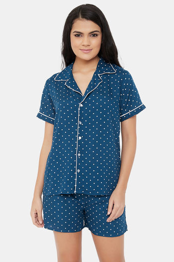 Buy Clovia Rayon Shorts Set - Blue at Rs.684 online | Nightwear online