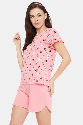 Buy Clovia Cotton Shorts Set - Pink at Rs.640 online