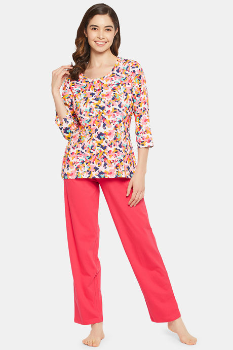 Clovia Cotton Pajamas - Multi Color Pack of 3