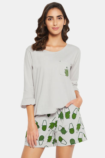 Buy Clovia Cotton Shorts Set - Grey at Rs.2399 online