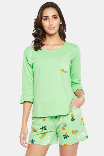 Buy Clovia Cotton Shorts Set - Green