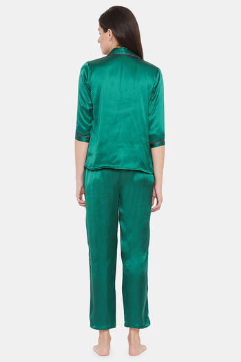 Green satin pyjama discount set