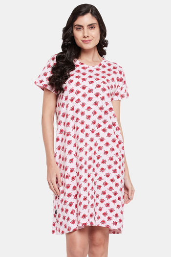 Floral Cotton Nighty (Pink) @ Rs 450
