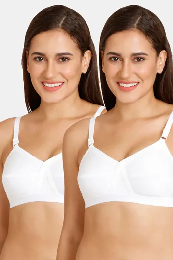 Buy Romace Padded Non Wired Full Coverage Super Support Bra (Pack of 2) - White