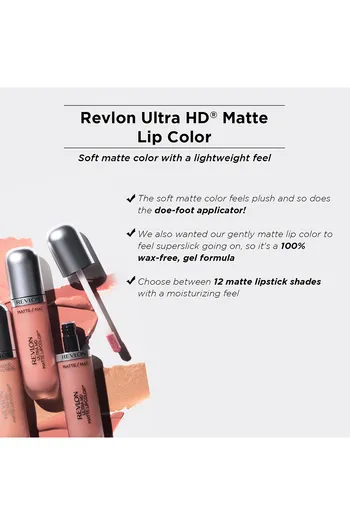 Ultra HD Matte Lipcolor™, Moisturizing Lipstick - Revlon