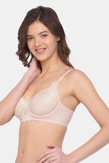 Buy Lotus Leaf Single Layered Wired Full Coverage Lace Bra - Pink at  Rs.1299 online