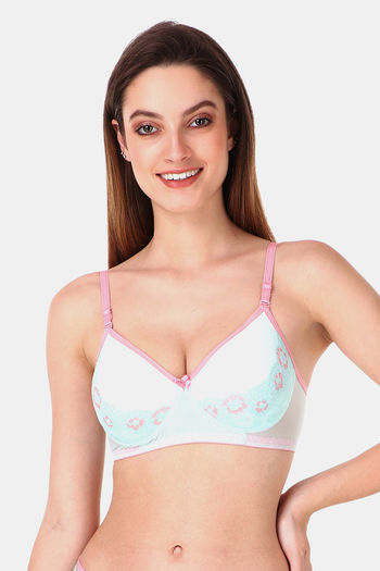 Zivame Plush Mystique Padded Non Wired 3/4Th Coverage T-Shirt Bra With  Bikini Panty - Gibraltar Sea