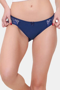 Buy Lotus Leaf Half Coverage Mid Rise Bikini Panty - Navy Blue