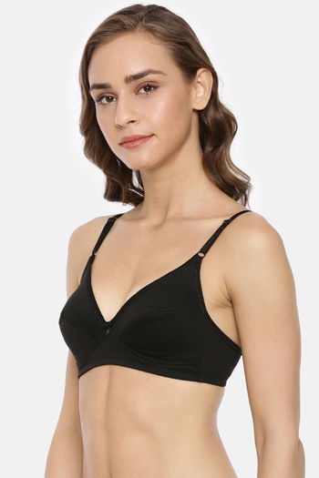 Buy Macrowomen W-Series Double Layered Non Wired Medium Coverage T-Shirt Bra  - Jet Black at Rs.263 online