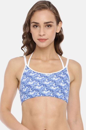 Buy Macrowomen W-Series Single Layered Non Wired Full Coverage Bralette Bra  - Blue Printed at Rs.343 online