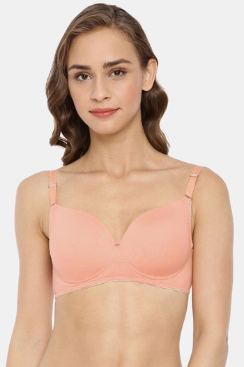 Buy Macrowomen W-Series Padded Non Wired 3/4th Coverage T-Shirt Bra - Peach