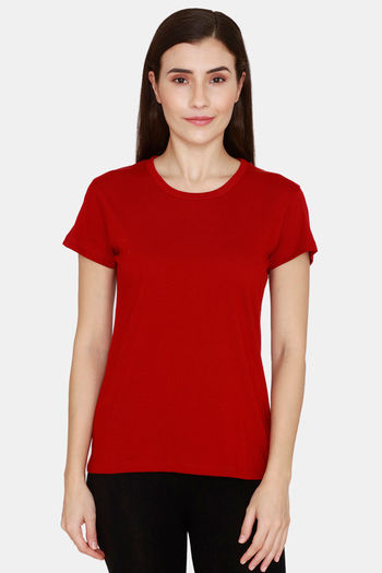 Rupa Cotton Solid T Shirt   Maroon