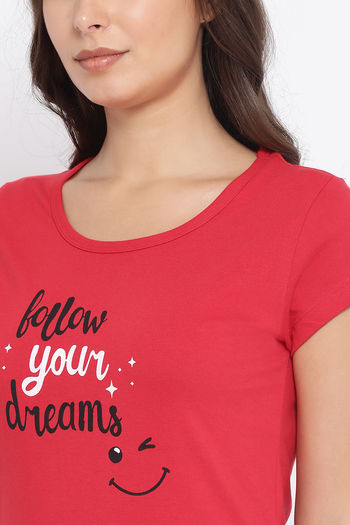 Buy Macrowoman Sleep Top - Red at Rs.270 online