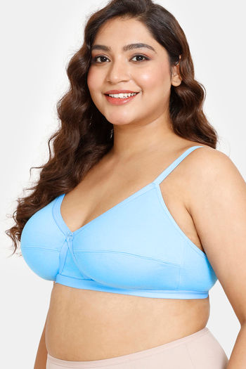 Rosaline Everyday Double Layered Non Wired Full Coverage Super Support Bra  - Alaskan Blue