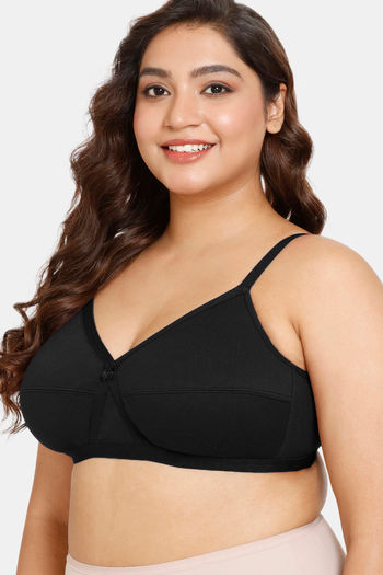 Buy HANG BANG 100% Cotton Round Stitch Bra - Non Padded Non Wired Full  Coverage Plus Size Double Layer - Extra Lining & Lift - Everyday Support Bra  Pack of 2 (B, 28) Black at