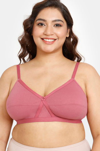Buy Rosaline Everyday Double Layered Non Wired 3/4th Coverage Bralette -  Salmon Pt at Rs.275 online