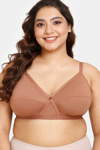 Buy Rosaline Everyday Double Layered Non Wired Full Coverage Super Support Bra - Nutmeg