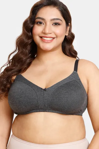 Buy Rosaline Everyday Double Layered Non-Wired 3/4th Coverage Super Support Bra - Anthracite2