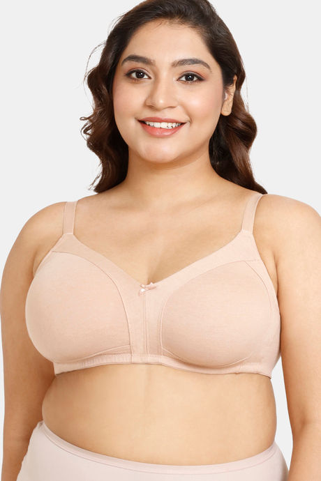 Buy Rosaline Everyday Single Layered Non-Wired 3/4th Coverage Sheer Lace Bra  - Salmon at Rs.263 online