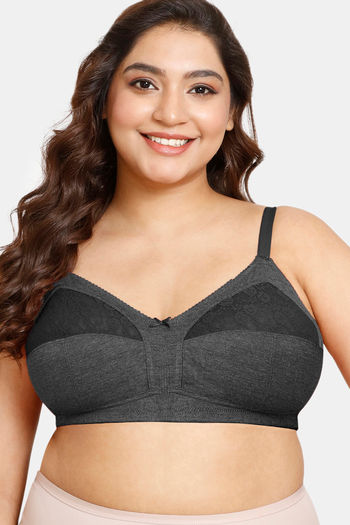 Buy Rosaline Everyday Double Layered Non Wired Full Coverage Super Support Bra - Anthracite