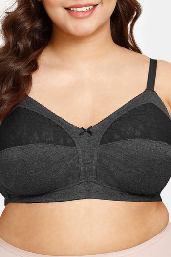 Buy Rosaline Everyday Double Layered Non Wired Full Coverage Super Support  Bra - Anthracite at Rs.359 online