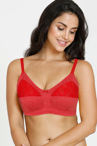 Buy Rosaline Everyday Double Layered Non-Wired Full Coverage Super Support Bra - Barbados Cherry