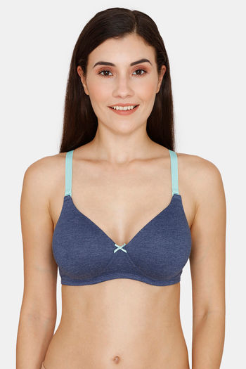 Zivame Vivacious Padded Non Wired 3/4th Coverage T-Shirt Bra - Blue Print