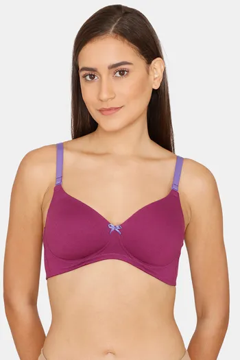 Buy Rosaline Fashion Padded Non Wired 3/4th Coverage T-Shirt Bra - Grape Juice