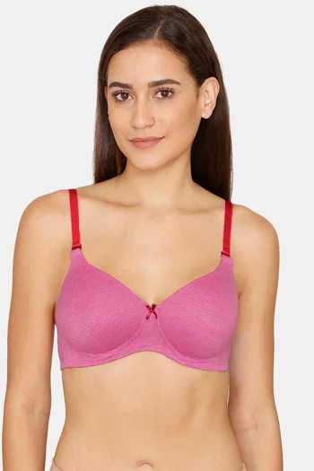 Buy Mystique Padded Non-wired 3/4th Cup Bridal Wear Medium coverage Lace  Push Up Bra - Pink Online