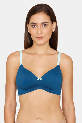 Buy Rosaline Fashion Padded Non Wired 3/4th Coverage T-Shirt Bra - Poseidon  at Rs.320 online