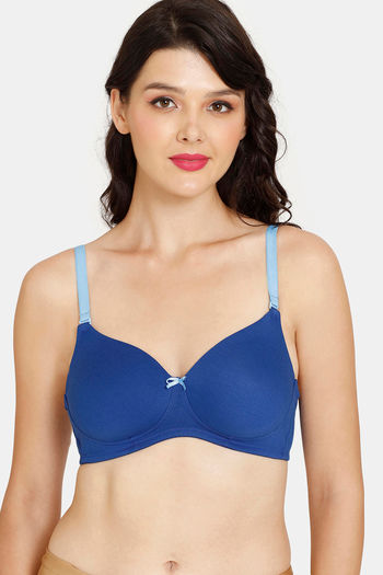 Buy Rosaline Fashion Padded Non Wired 3/4th Coverage T-Shirt Bra - Sodalite  Blue at Rs.320 online