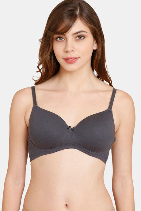 Buy Rosaline Padded Non Wired 3/4th Coverage T-Shirt Bra - Forged Iron at Rs.360  online