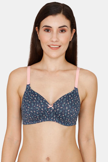 Buy Rosaline Padded Non-Wired 3/4th Coverage Lace Bra - Blue Bird