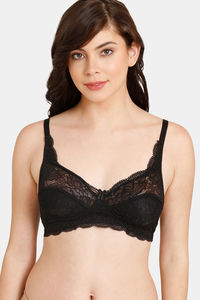 Buy Rosaline Everyday Single Layered Non Wired 3/4th Coverage Lace Bra - Anthracite