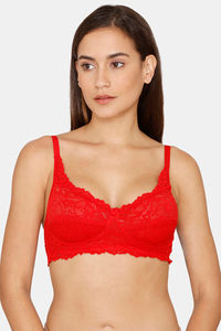 Buy Rosaline Everyday Single Layered Non Wired 3/4th Coverage Lace Bra - Barbados Cherry