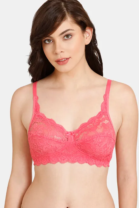Buy Rosaline Everyday Single Layered Non Wired 3/4th Coverage Sheer Lace  Bra - Pink Lemonade at Rs.524 online