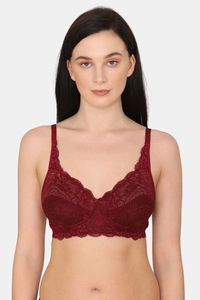 Buy Rosaline Everyday Single Layered Non Wired 3/4th Coverage Lace Bra - Raspberry Radiance