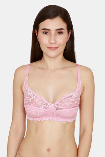 Buy Rosaline Padded Non Wired Medium Coverage Lace Bra - Violet