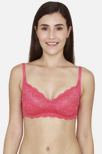 Buy Zivame Maroon Lace Half Coverage Double Layered Bra for