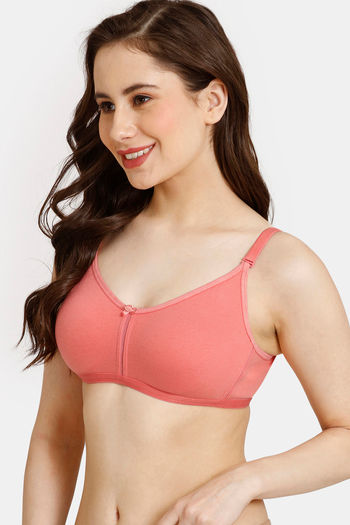 Buy Rosaline Everyday Double Layered Non Wired 3/4th Coverage T-Shirt Bra -  Georgia Peach at Rs.210 online