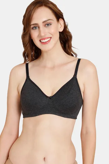 Buy Rosaline Everyday Double Layered Non Wired 3/4th Coverage T-Shirt Bra - Anthracite