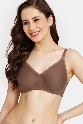 Buy Rosaline Everyday Double Layered Non Wired 3/4th Coverage T-Shirt Bra -  Nutmeg at Rs.247 online