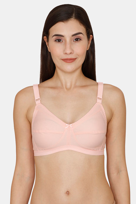 Buy Rosaline Everyday Single Layered Non Wired Full Coverage Basic Bra -  Peach at Rs.280 online