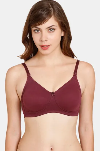 Buy Rosaline Everyday Double Layered Non-Wired 3/4th Coverage T-Shirt Bra - Fig