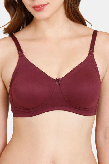 Buy Rosaline Everyday Double Layered Non-Wired 3/4th Coverage T-Shirt Bra -  Fig at Rs.300 online