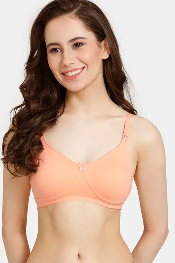 Buy Rosaline Everyday Double Layered Non Wired 3/4th Coverage T-Shirt Bra - Salmon