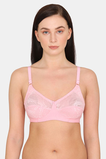 Erotissch Pink & Black Pack of 3 Non Padded Non Wired Everyday Lace Bra (XL)