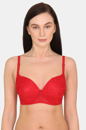 Buy Rosaline Padded Non Wired 3/4th Coverage T-Shirt Bra - Burgundy at  Rs.405 online