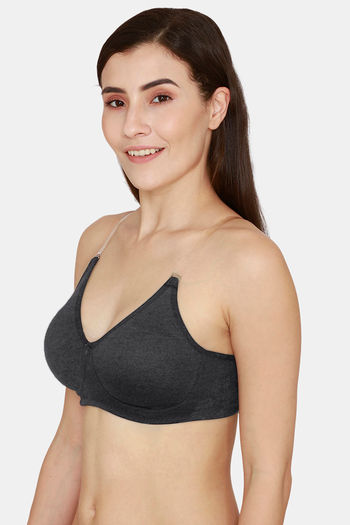 Buy Rosaline Everyday Double Layered Non Wired Medium Coverage T-Shirt Bra  With Transparent Straps - Violet Tulip at Rs.245 online
