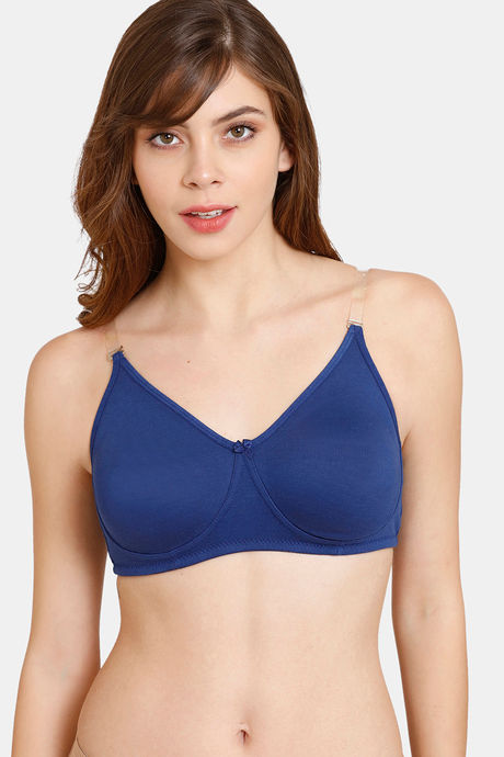 Rosaline by Zivame Harbour Blue Non Wired Non Padded Seamless Bra